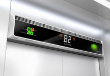 Touchless footbutton by Hyundai elevator