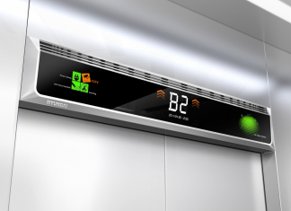 Touchless footbutton by Hyundai elevator