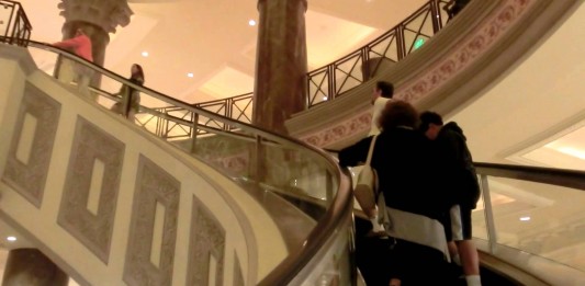 Unique spiral escalator