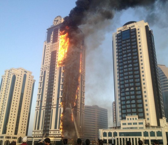 In case of fire use elevator!