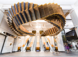 Interloop Escalator Artwork at Wynyard Station’s Interloop Chris Fox Wynyard ElevatorToday.com