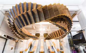 Interloop Escalator Artwork at Wynyard Station’s Interloop Chris Fox Wynyard ElevatorToday.com